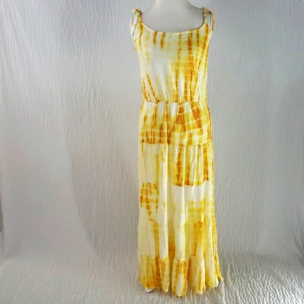 Yellow Tie Dye Dress Spring Dress Summer Dress Autumn Fall Vacation Dress (C)